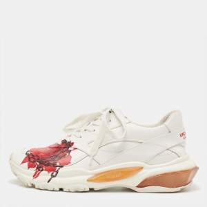 Valentino x Undercover White Leather Chain Rose Print Bounce Sneakers Size 40