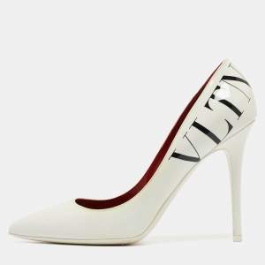 Pre Owned Valentino White Patent Leather Pointed Toe Pumps Size 41