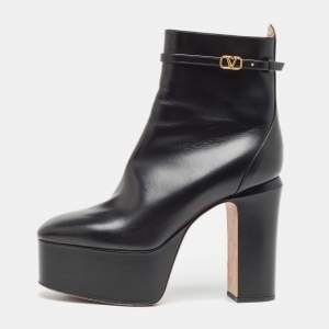 Valentino Black Leather Tango Ankle Boots Size 37.5
