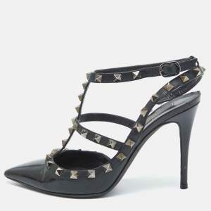 Valentino Black Patent and Leather Rockstud Pumps Size 37.5