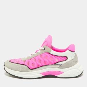 Pre Owned Valentino Multicolor Suede and Fabric Runner Low Top Sneakers Size 39