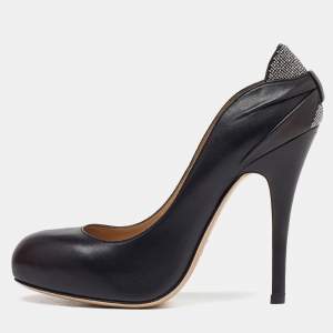 Valentino Black Leather Round Toe Pumps Size 36