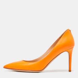 Pre Owned Valentino Orange Leather Pointed Toe  Pumps Size 36