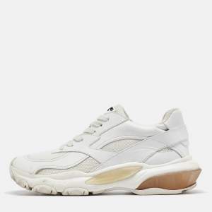 Pre Owned Valentino White Leather and Mesh Low Top Sneakers Size 38