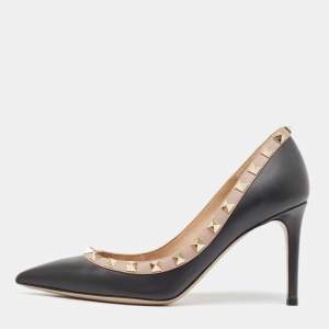 Valentino Black Leather Rockstud Pointed Toe Pumps Size 36