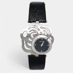 Valentino Black Stainless Steel Lizard Leather Rosier Baselworld V55 Women's Wristwatch 40 mm