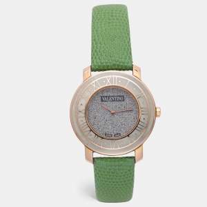 Pre Owned Valentino Silver Yellow Gold Plated Histoire Women's Wristwatch 37 mm