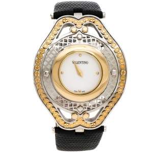 Valentino White Two Tone Stainless Steel Classic V58 Women's Wristwatch 42 mm