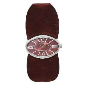 Valentino Burgundy Stainless Steel & Leather Signature Women's Wristwatch 36 mm