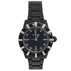Valentino Black PVD Coated Stainless Steel V54 Women's Wristwatch 38 mm