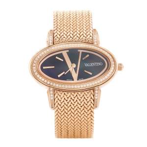 Valentino Black Rose Gold Plated Stainless Steel Seduction Women's Wristwatch 40 mm