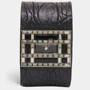 Valentino Black Stainless Steel Swarovski Crystal Crocodile Leather Garavani Women's Wristwatch 39 mm
