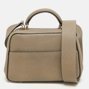 Valextra Beige Leather Top Handle Bag