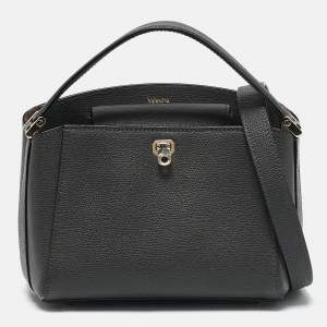 Valextra Grey Leather Micro Brera Top Handle Bag
