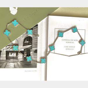 Van Cleef & Arpels 10-Motif Alhambra Necklace Turquoise
