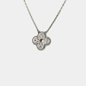 Pre Owned Van Cleef & Arpels Vintage Alhambra 18K White Gold and Diamond Necklace