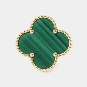 Van Cleef & Arpels 18K Yellow Gold and Malachite Magic Alhambra Ring EU 61