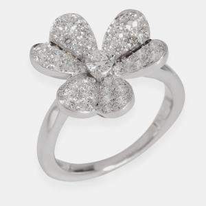 Van Cleef & Arpels 18k White Gold Frivole Fashion Ring in 0.8 CTW