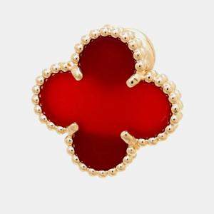 Van Cleef & Arpels  18k Yellow Gold Vintage Alhambra Carnelian Earrings