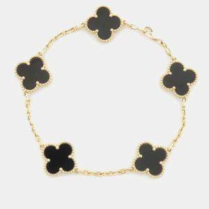 Van Cleef & Arpels 18K Yellow Gold Vintage Alhambra Bracelet 5 motifs Bracelet