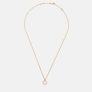 Pre Owned Van Cleef & Arpels Sweet Alhambra Mother of Pearl 18k Yellow Gold Pendant Necklace