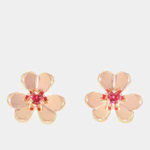 Van Cleef & Arpels 18K Pink Gold Frivol Earrings Mini Size 