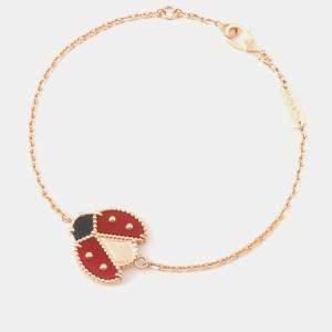 Van Cleef & Arpels 18K Pink Gold Lucky Spring Bracelet Open Wing Ladybug