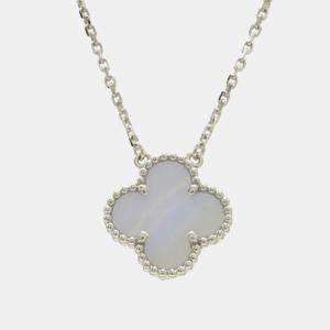 Van Cleef & Arpels Chalcedony White Gold VCA Alhambra Necklace