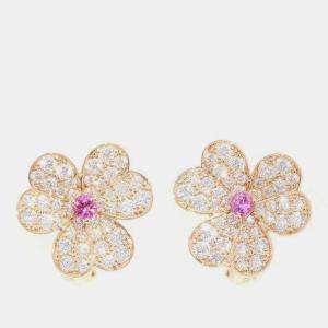 Pre Owned Van Cleef & Arpels 18K Pink Gold Frivole Earrings Size Small