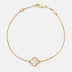 Pre Owned Van Cleef & Arpels Sweet Alhambra Mother of Pearl 18k Yellow Gold Bracelet