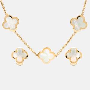 Van Cleef & Arpels Pure Alhambra Mother of Pearl Necklaces and Earring set