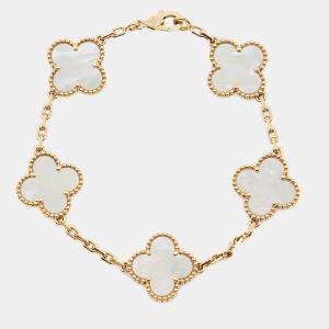 Van Cleef & Arpels Vintage Alhambra Mother of Pearl 18k Yellow Gold Bracelet