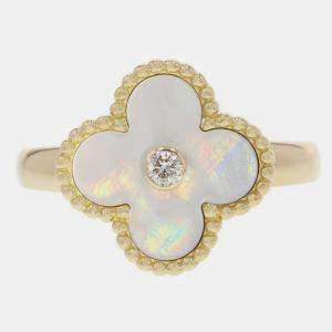 Van Cleef & Arpels 18K Yellow Gold Vintage Alhambra Ring EU 55