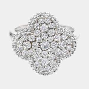  Van Cleef & Arpels 18K White Gold Magic Alhambra Ring EU 59