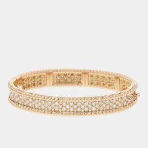 Van Cleef & Arpels 18K Pink Gold 3 Rows Small Model Perlee Diamond Bracelet