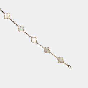 Van Cleef & Arpels 5-Motif Bracelet Yellow Gold White Mother-of-Pearl