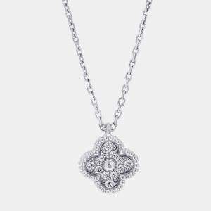 Van Cleef & Arpels 18K White Gold and Diamond Sweet Alhambra Pendant Necklace
