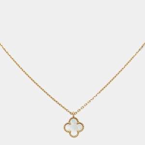 مملوكة مسبقًا Van Cleef & Arpels Sweet Alhambra Mother of Pearl 18k Yellow Gold Necklace