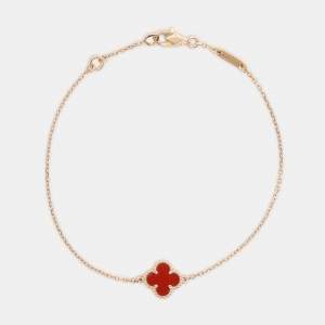 Van Cleef & Arpels Sweet Alhambra Carnelian 18k Rose Gold Bracelet