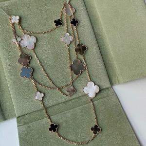 Van Cleef & Arpels 18K White Gold Magic Alhambra 16 Motif Long Necklace 