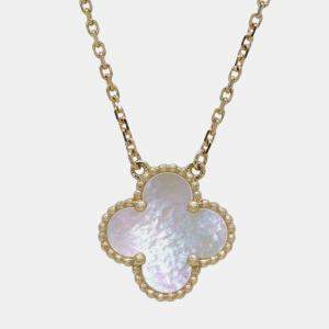 Van Cleef & Arpels 18K Yellow Gold, Mother of Pearl Vintage Alhambra Necklace