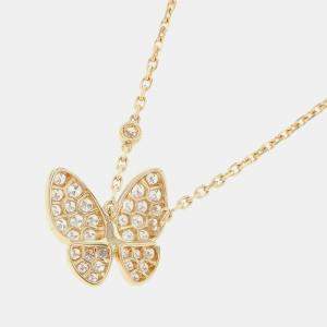 Van Cleef & Arpels 18K Yellow Gold and Diamond Two Butterfly Pendant Necklace