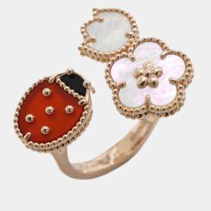 Van Cleef & Arpels 18K Rose Gold Lucky Spring Between the Finger Ring EU 55