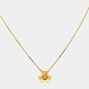 Van Cleef & Arpels Frivole Diamond 18k Yellow Gold Mini Model Necklace