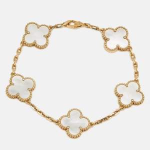 Van Cleef & Arpels Vintage Alhambra Mother of Pearl 18k Yellow Gold Bracelet