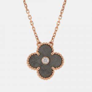 Van Cleef & Arpels Vintage Alhambra 18K Rose Gold and Diamond Pendant Necklace