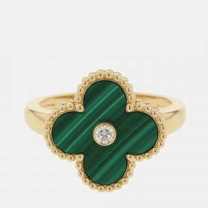 Van Cleef & Arpels Vintage Alhambra 18K Yellow Gold, Diamond Ring EU 51