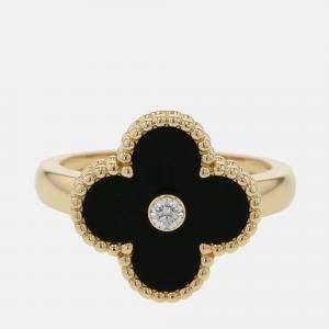 Van Cleef & Arpels Vintage Alhambra 18K Yellow Gold, Diamond Ring EU 53