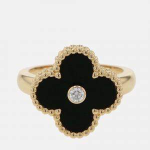 Van Cleef & Arpels Vintage Alhambra 18K Yellow Gold and Diamond Ring EU 49