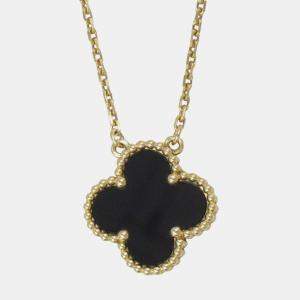 مملوكة مسبقًا Van Cleef & Arpels Vintage Alhambra 18K Yellow Gold Onyx Necklace 